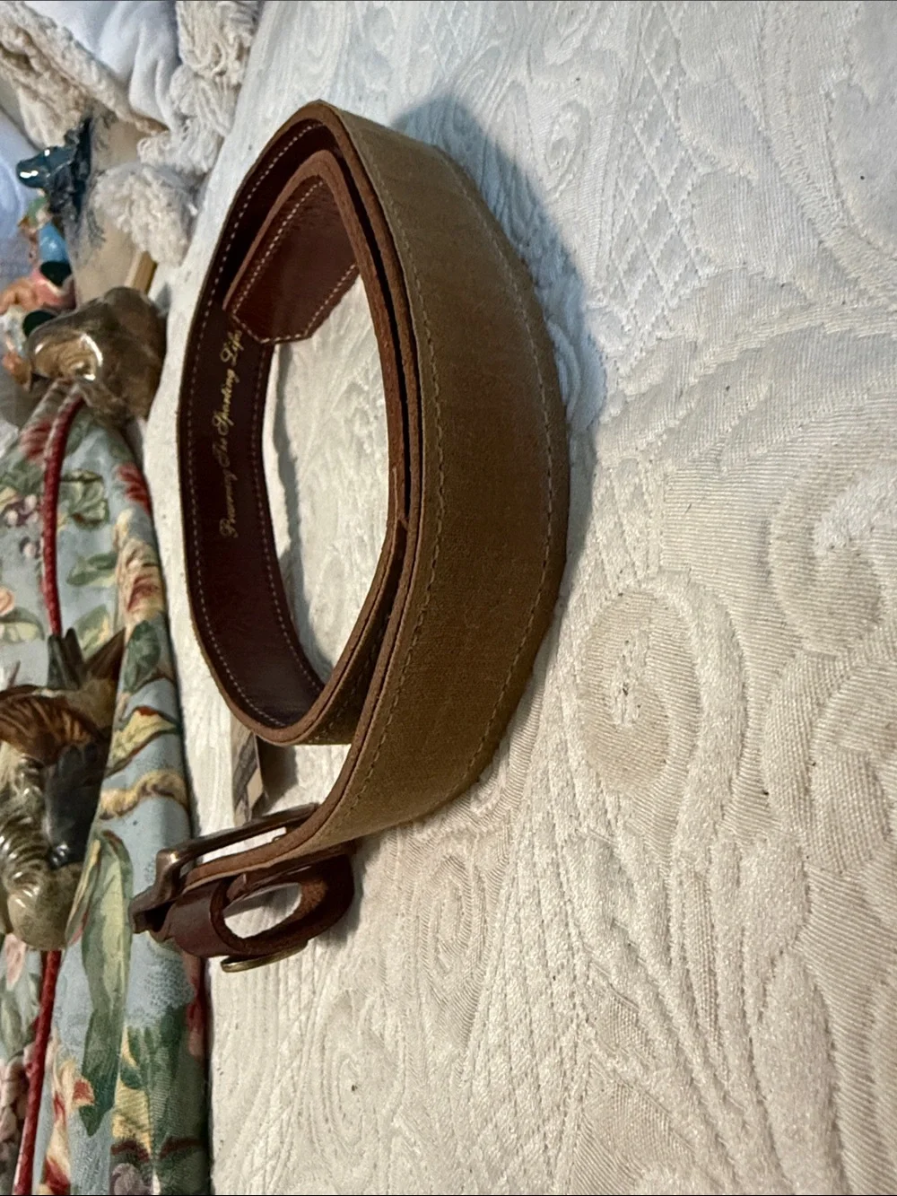 Over Under Men’s Waxed Canvas Belt with Brown Leather Trim